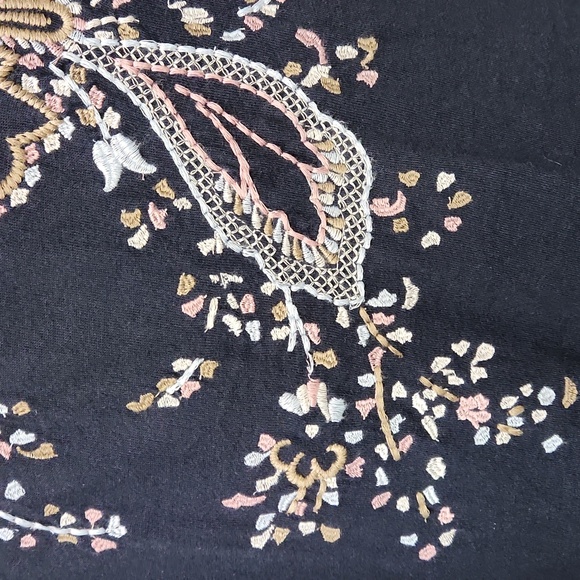 J. Jill Navy Embroidered Bohemian Floral Cotton Relaxed Midi Dress - Size Medium - Picture 4 of 15